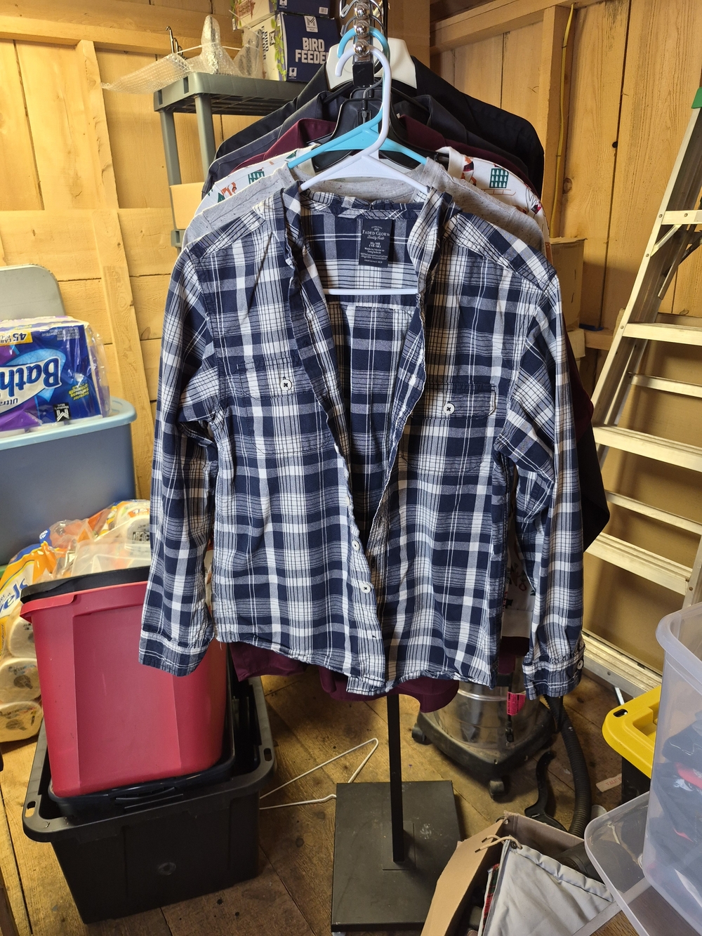 Faded Glory Navy & White Plaid Kids Jean-Style Jacket Bin 46